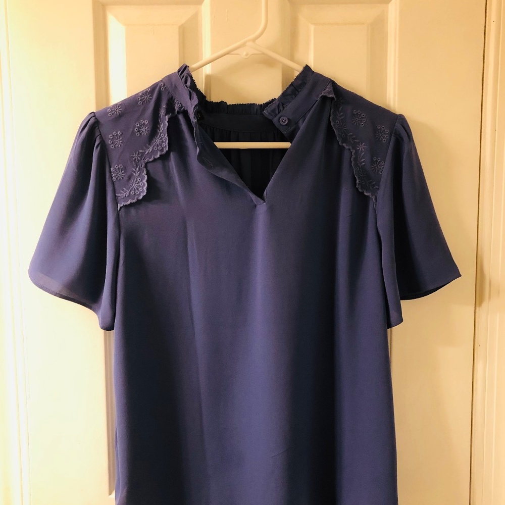 Indigo Mock Neck Blouse